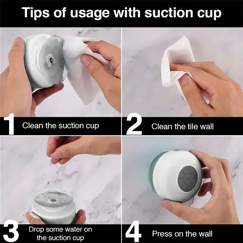 Przenośny bezprzewodowy głośnik stereo Bluetooth - wodoodporny głośnik IPX4 z oświetleniem LED i dużą przyssawką do użytku na zewnątrz/w łazience