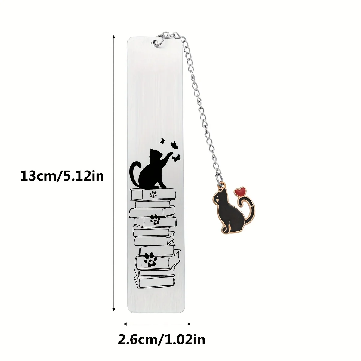 1pc Engraved Stainless Steel Bookmark - Cartoon Cat & Butterfly Design, Durable Teacher'S Day Thanksgiving Gift Best Classmates