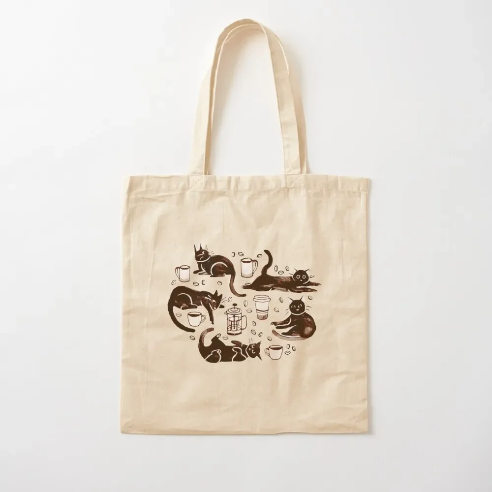 

Gouache Black Cats & Coffee Tote Bag Large bags for women women bag free delivery bags foldable reusable bag