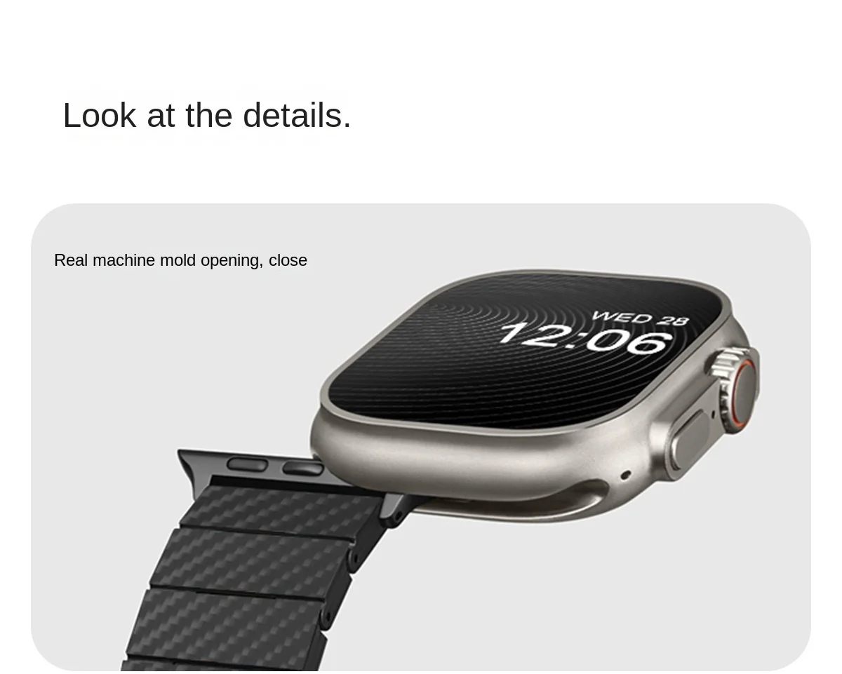 Carbon Fiber Watch Stra For Apple Watch Series 9/8/7/6/5/4/SE/Ultra - Lightweight Durable iWatch Strap with Quick Release Buckle