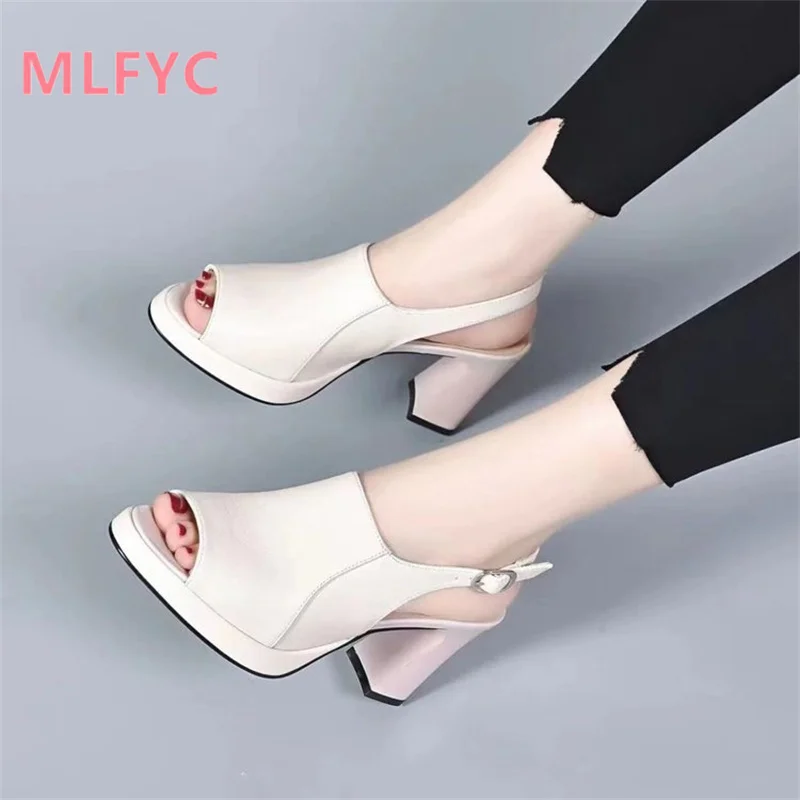 European and American fashion sandals, women\'s new style sandals, women\'s thick heels, fashion fish mouth high heels