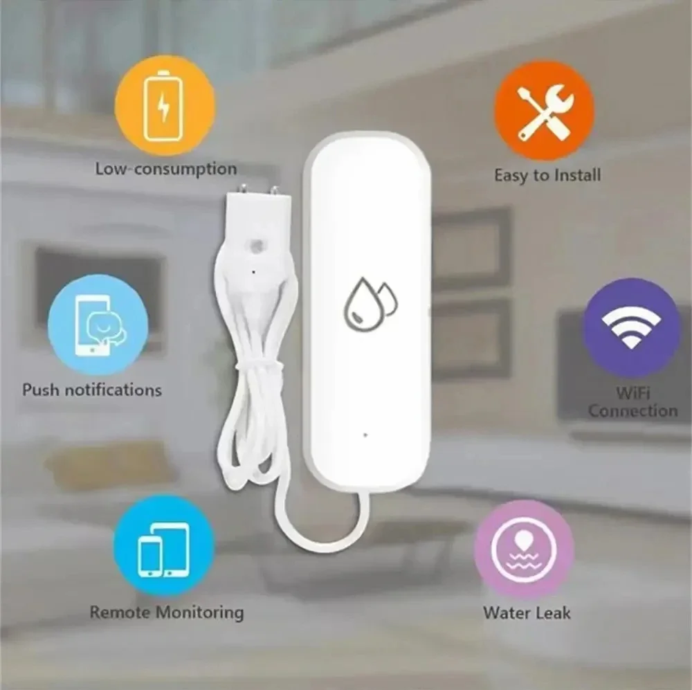 Imagem -03 - Tuya Smart Wifi Sensor de Vazamento de Água Detector de Nível de Água Sensor de Vazamento de Inundação App Controle Remoto Sistema de Alarme de Segurança