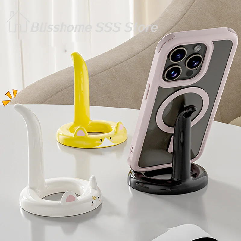 

【S】Creative Desktop Mini Mobile Phone Holder Cute And Sweet Cartoon Cat Mobile Phone Holder Can Be Used As A Decorative Ornament