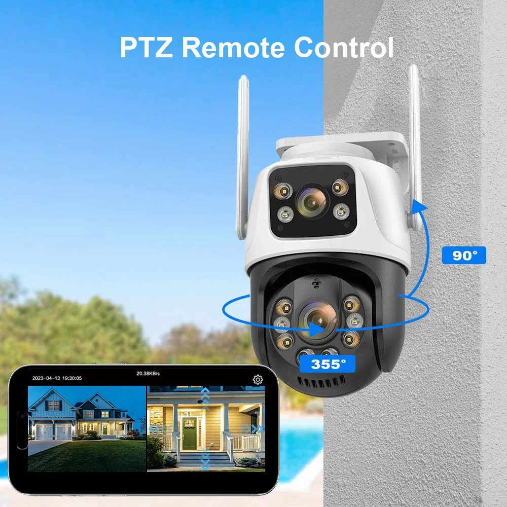 4K 8MP PTZ كاميرا لا سلكية في الهواء الطلق تتبع السيارات شاشة مزدوجة 6MP CCTV كاميرا مراقبة فيديو واي فاي كاميرا IP الأمن iCSeeApp #5