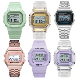 PCV F91W Relógio de aço para mulheres, LED Digital Square Watches, Relógios Militares Esportivos Vintage, Relógio Eletrônico de Pulso