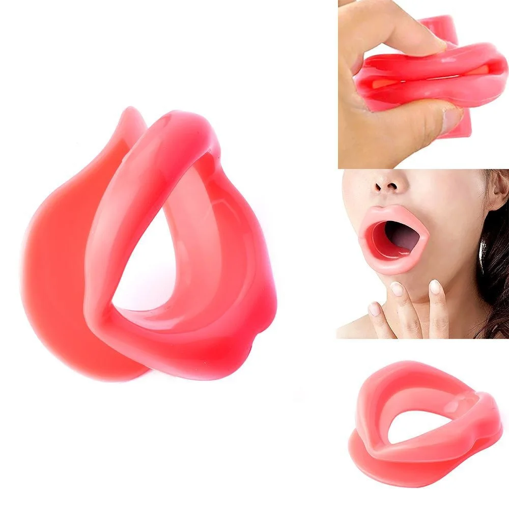 Silicone Rubber Face Slimmer Oral Mouth Muscle Massage Tool Tightener Exerciser Lip Trainer Anti-Wrinkle Chin Massager Wholesale