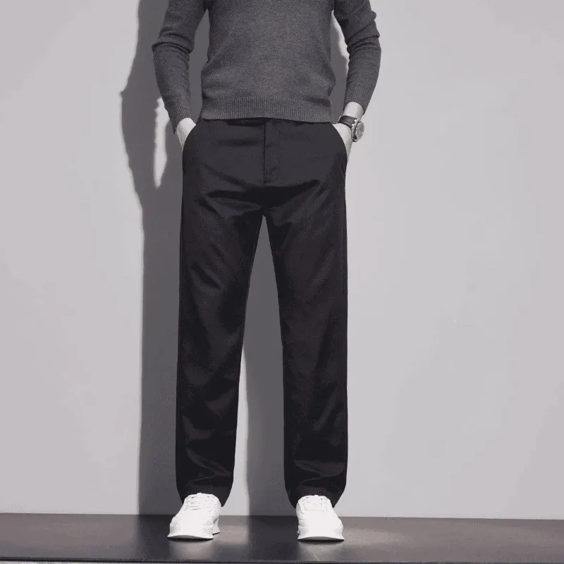 

Business Trousers Men's Autumn Winter Casual Trousers Men's Loose Elastic Straight Pants Men's Anti-wrinkle Drape