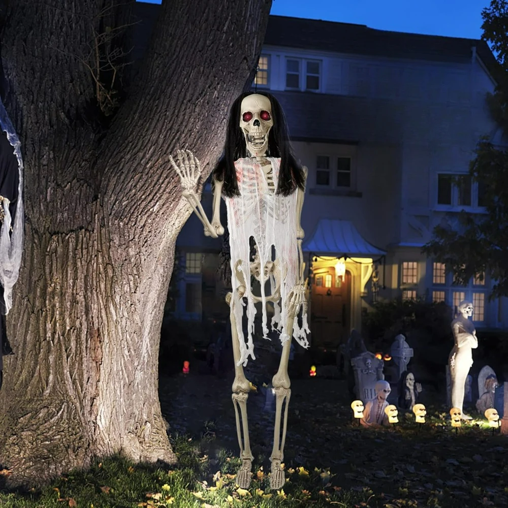 

Halloween Skeleton 5.4 Ft Full Body Posable Joints, Realistic Life Size Bones , Spooky Decorations for Party Indoor Outdoor