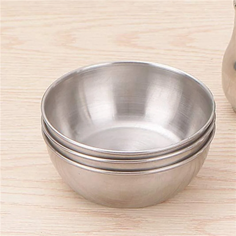 

12Pcs Stainless Steel Sauce Dishes Round Seasoning Dishes Sushi Dipping Bowl Saucers Bowl Mini Appetizer Plates-B51B