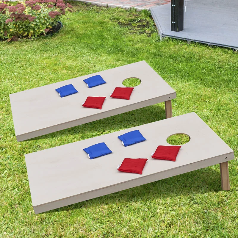 Wooden Cornhole Boards Portable Outdoor Yard Cornhole Game 2 Wooden Cornhole Boards 8 Corn Hole Toss Bags Bean Bags Kids Adult (