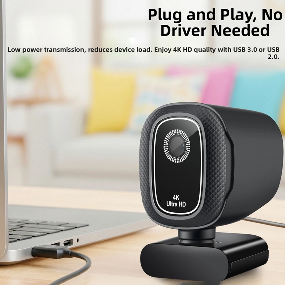 

USB-веб-камера высокой четкости 4K с защитной крышкой, идеально подходит для прямых трансляций и видеоконференций, USB-веб-камера для компьютера и ноутбука