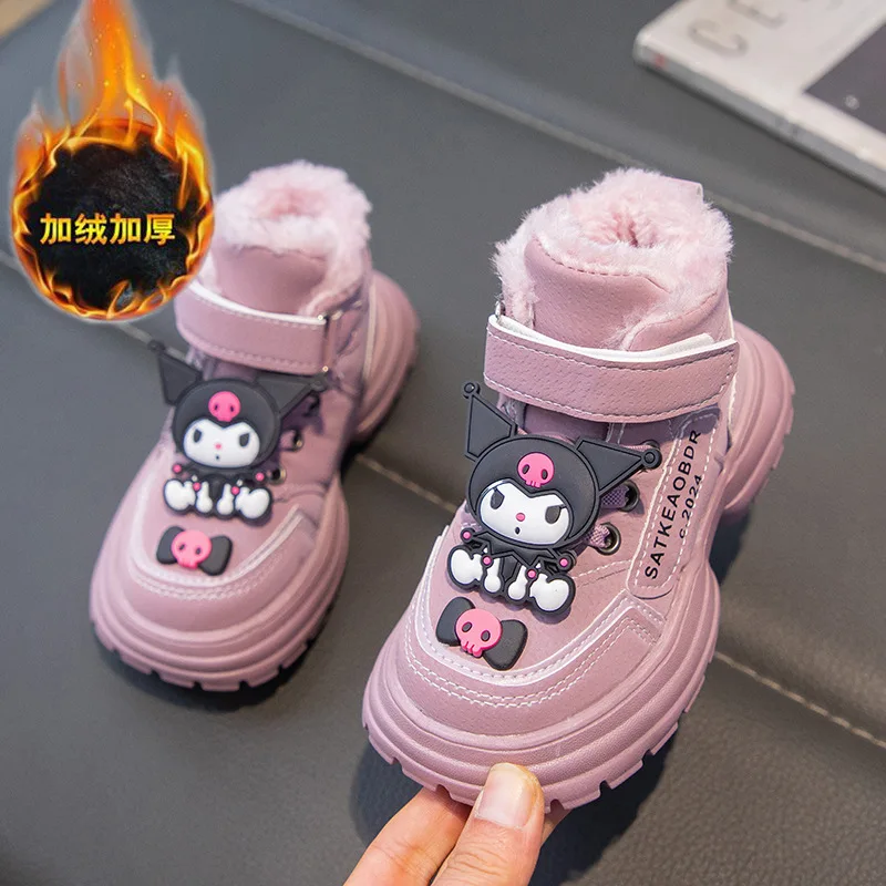 

Children's Kuromi Cute Cotton Boots Girls' Autumn Winter New Cartoon Anime Thick Warm Cotton Shoe Fashion Sports Leisure Shoes