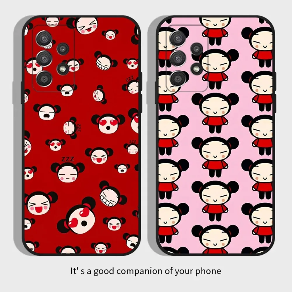 P-Pucca And G-Garu Phone Case For Samsung Galaxy A13,A21s,A22,A31,A32,A52,A53,A71,A80,A91 Soft Black Cover