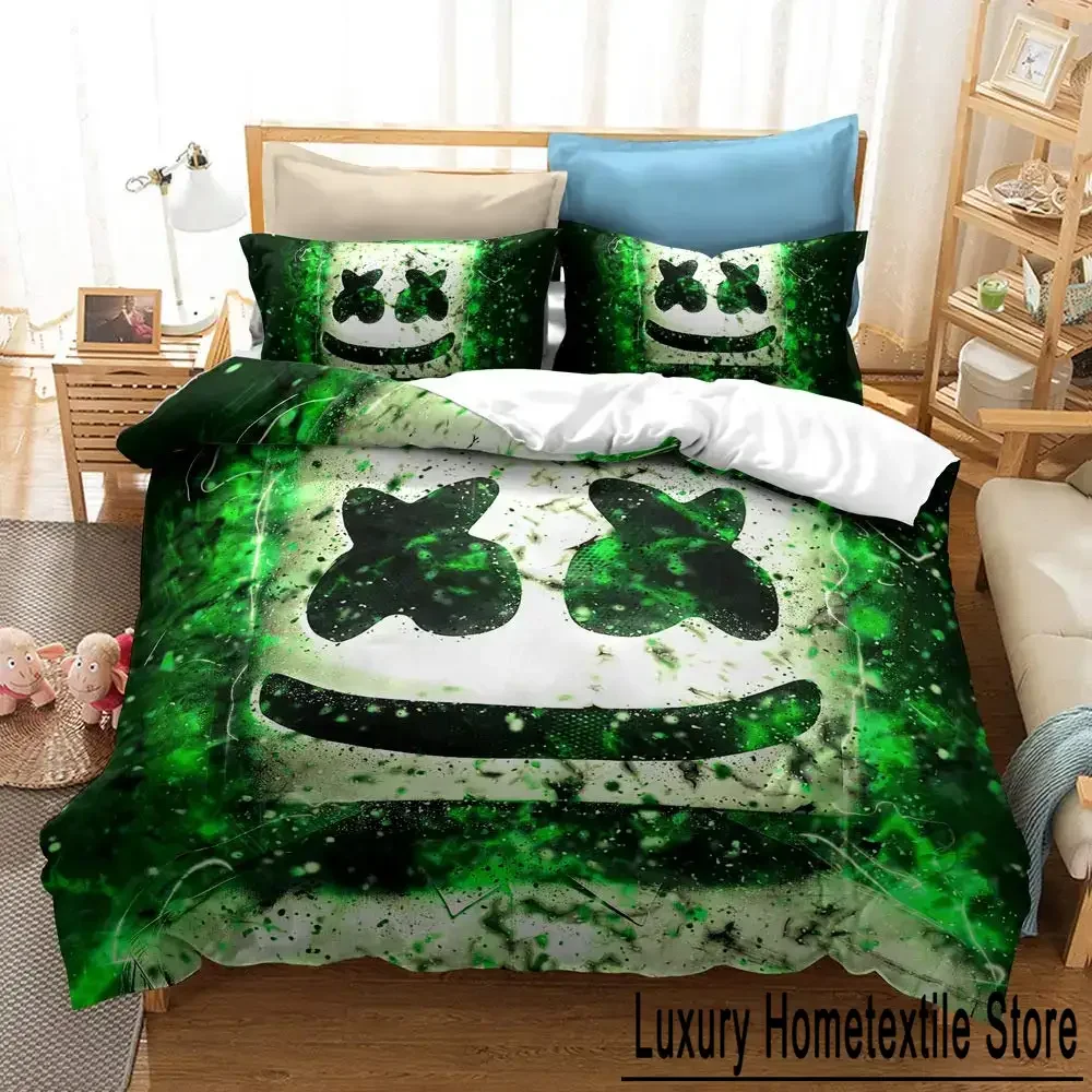 DJ Marshmallow Bedding Set Boys Girls Twin Queen Size Duvet Cover Pillowcase Bed Kids Adult Fashion Home Textileextile