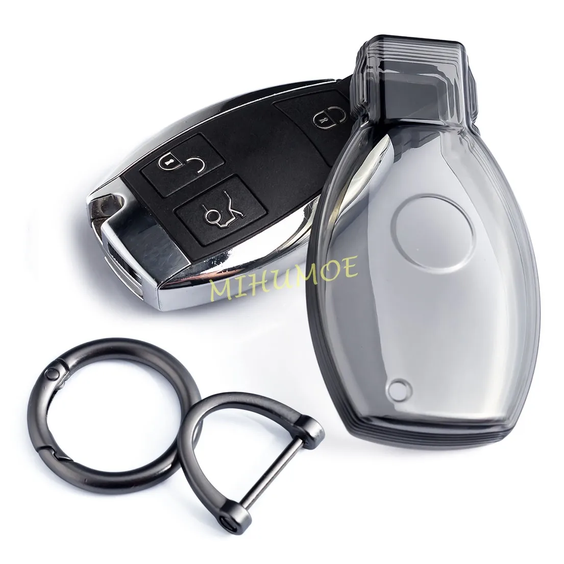 Black Transparent Key Fob Case Cover Keychain For Mercedes Benz W176 W246 W204 W205 W212 W221 W166 X253 C253 W463 C117 C218 X156