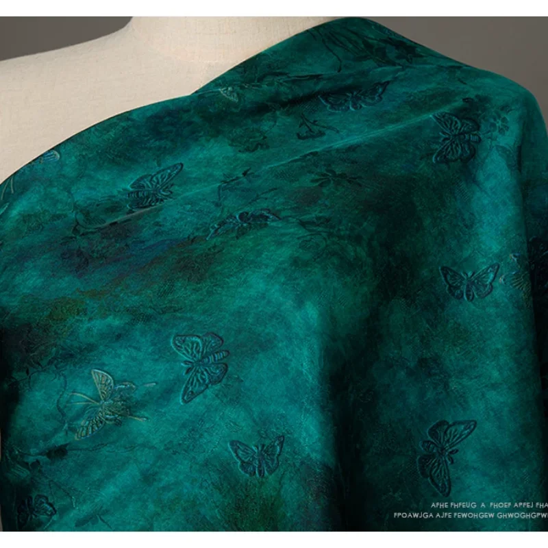 Artificial silk printed fabric, handmade, suitable for DIY sewing