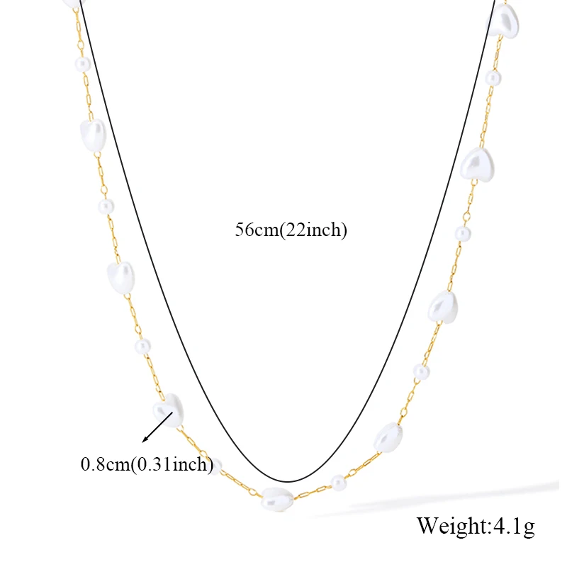 EILIECK 316L Edelstahl Herzförmige Perlenkette Armband-Set Modischer Goldfarbener Wasserdichter Schmuck für Frauen Mädchen Geschenk – Detail 6