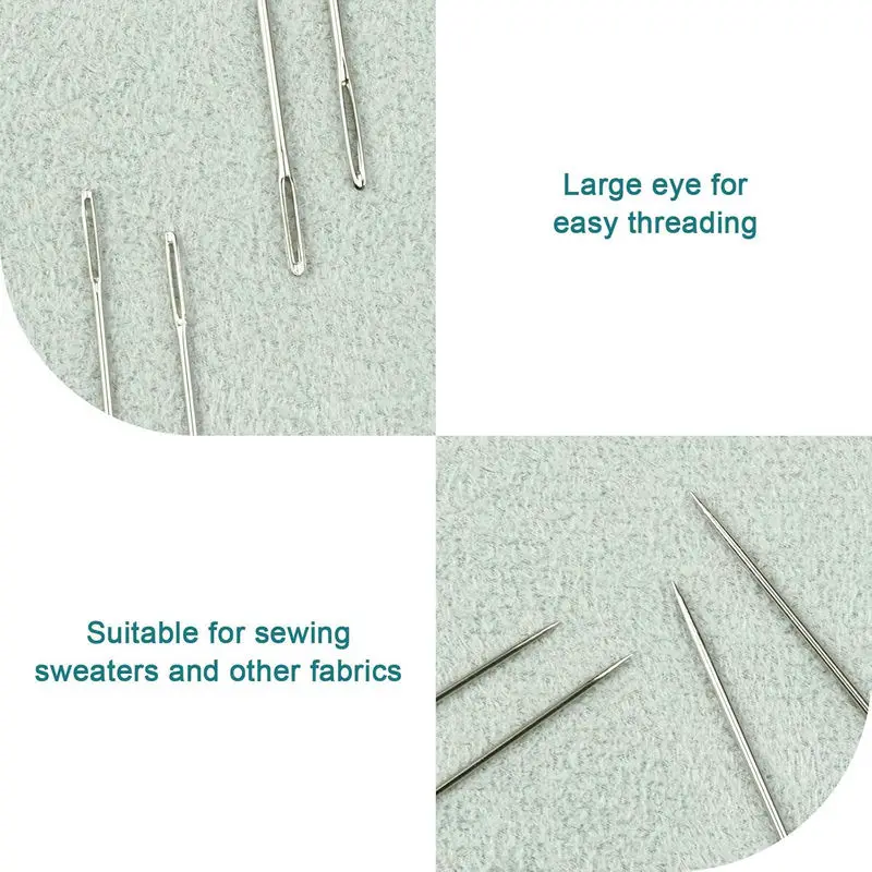 40 PCS Large Eye Beading Needles 7 Sizes Sewing Sharp Leather Needle Embroidery Thread with Threaders for Handsewing Art Crafts