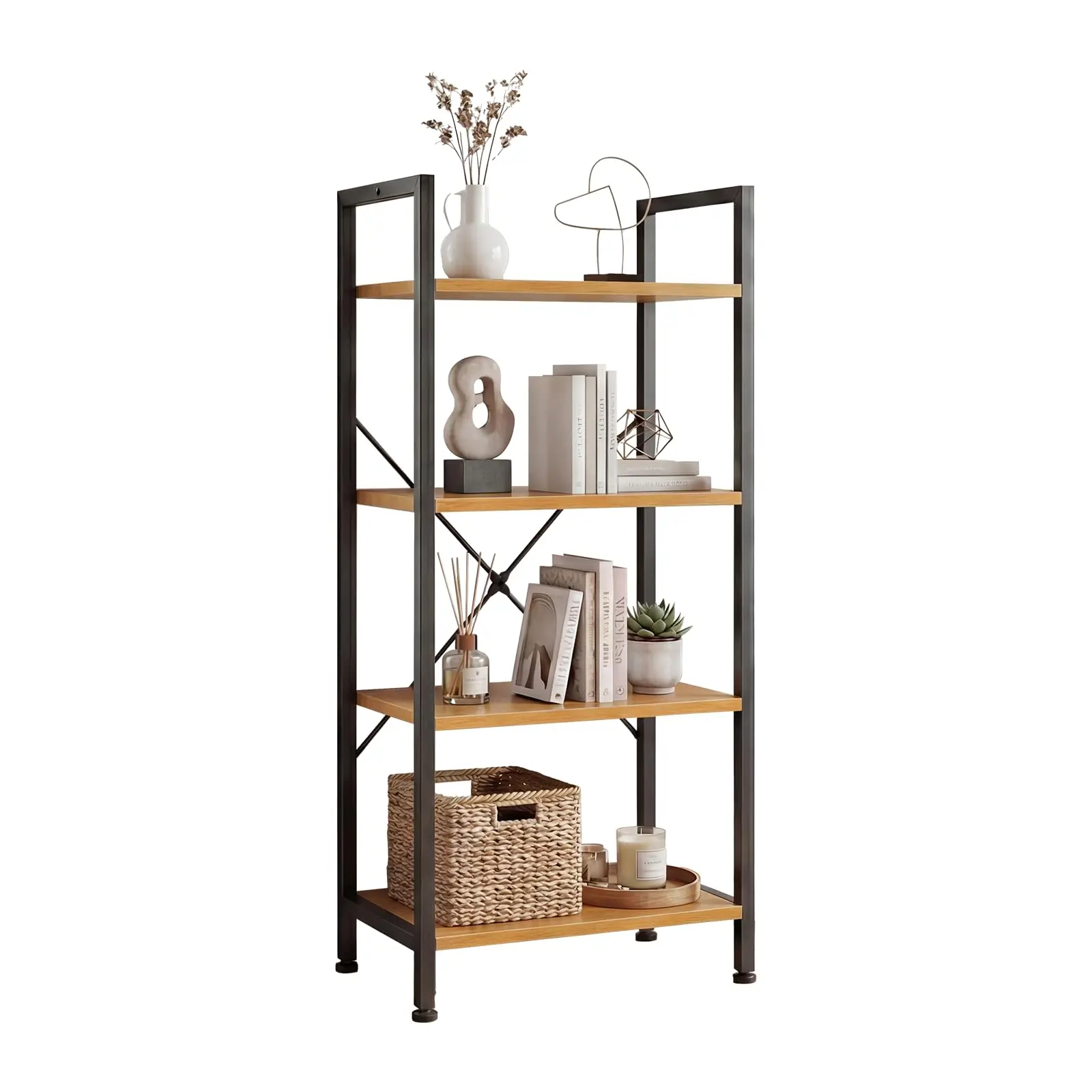 

5 Tier Modern Bookshelf Tall Narrow Storage Shelf For Living Room Office Home Decor