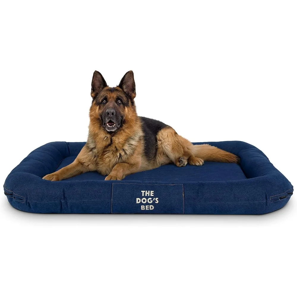 

The Dog’s Bed Utility Waterproof Dog Bed, XL Durable Blue Denim Fabric, YKK Zippers, Washable Reversible Cover, Dog Beds for Hom