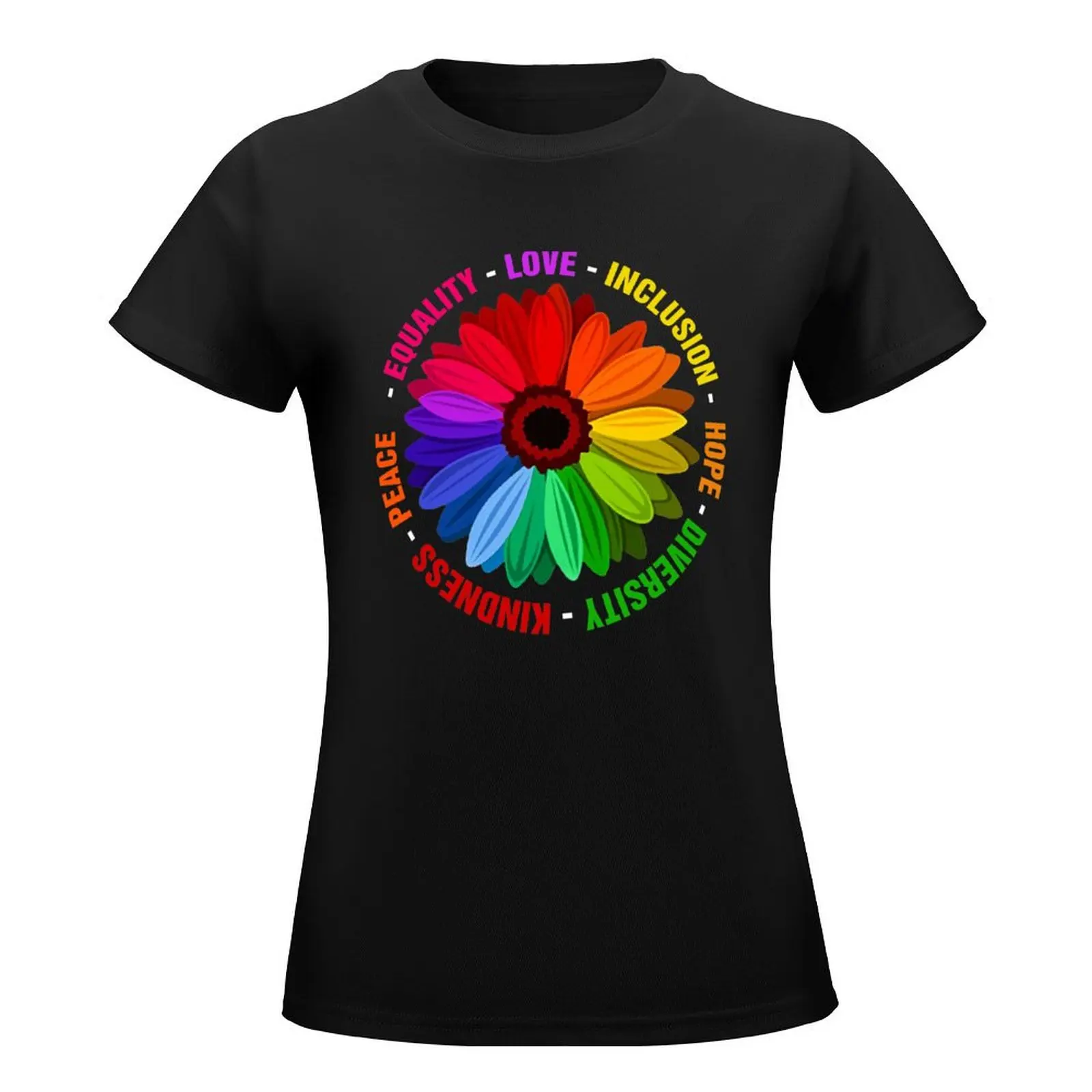 Kindness Peace Equality Love Inclusion Hope Diversity T Shirt T-Shirt summer clothes tees Blouse western t shirts for Women