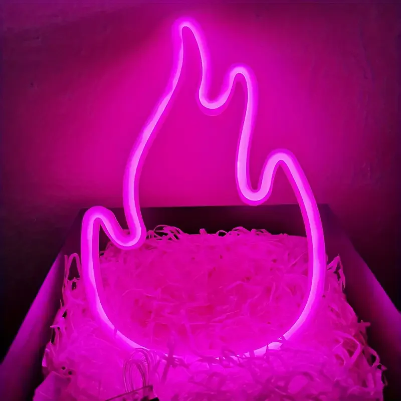 2025 Flame Neon Sign Lights USB/Battery Powered LED Bar Light for Bedroom Room Decoration Gift Night Light Party Holiday N16