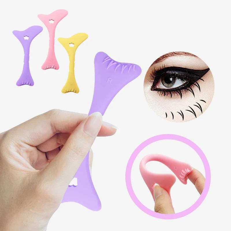 Plantillas de delineador de ojos de silicona, puntas de ala, dibujo de Marscara, lápiz labial, ayuda para usar, aplicador de máscara de crema facial, herramienta de maquillaje reutilizable