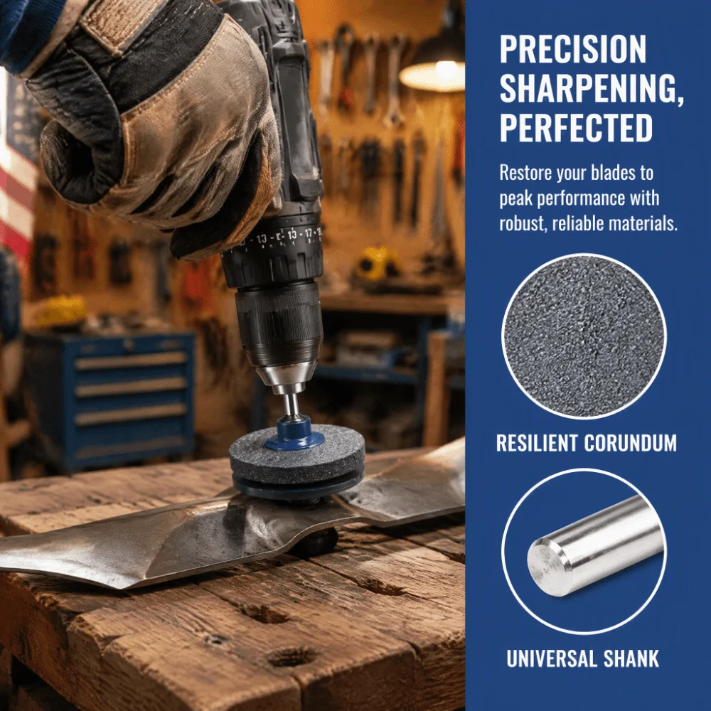 Power Drill Mounted Lawn Mower Blade Sharpener Professional Grinding Faster Sharpening Blade Sharpening Tool Rotary Design