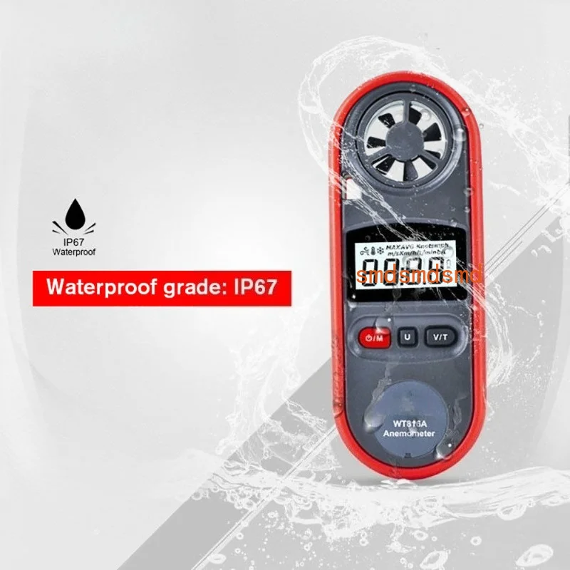 GT8163 WT816A Mini Handheld Wind Speed and Temperature Meter IP67 Waterproof and Dustproof Wind Meter
