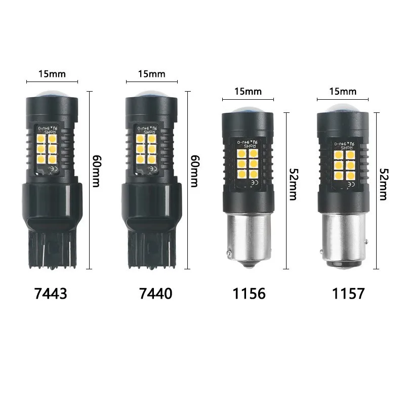 

2PCS LED Rear Brake Lights High Power 1156 BA15S P21W 1157 BAY15D P21/5W 7440 7443 T20 3030/21SMD Car Turn Signal Bulbs Lamps