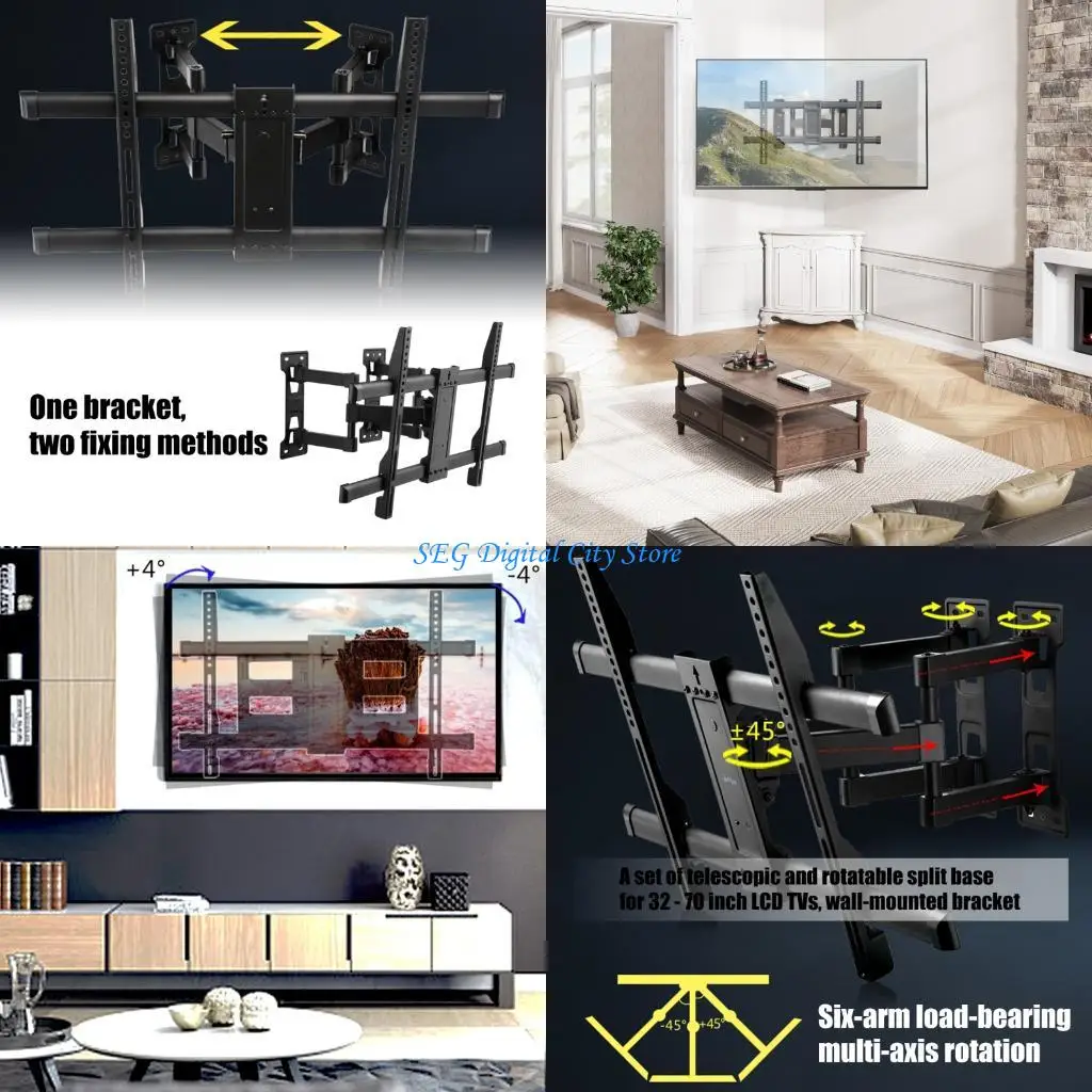 

U75B Компактное вращающееся крепление для телевизора для дисплеев 37–70 дюймов. Металлическая конструкция с возможностью наклона