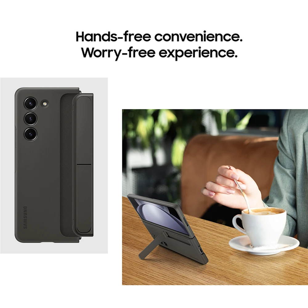 Original For Samsung Galaxy Z Fold5 Standing Case with Strap For Galaxy Z Fold5 5G Z Fold 5 Kickstand Back Cover Case