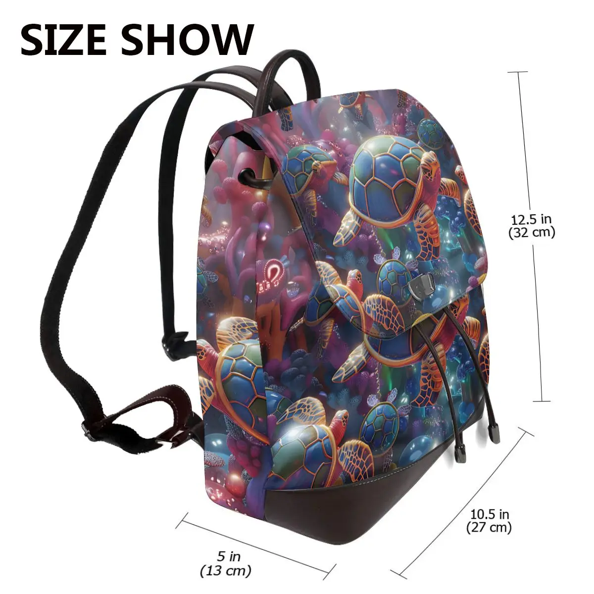 กระเป๋าเป้สะพายหลังผู้หญิงลายเต่าแฟนตาซี 3 มิติ ดีไซน์ใหม่สุดฮิต หนังคุณภาพสูง เรียบง่าย ทันสมัย จุของได้เยอะ