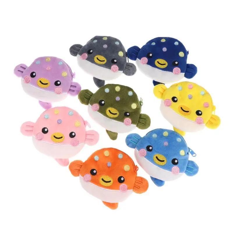 1Pcs Plush Zipper Coin Wallet Fashion Cute Pufferfish Mini Coin Purse Women's Small Change Bag Key Earphone Pouch