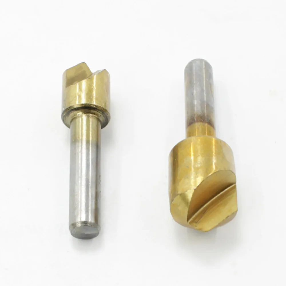 3pcs Titanium Plated Chamfering Cutter Set Carbon Steel 90 Degree Chamfer Drill Kit 3/8 1/2 3/4 Single Flute End Mill Cutter Kit