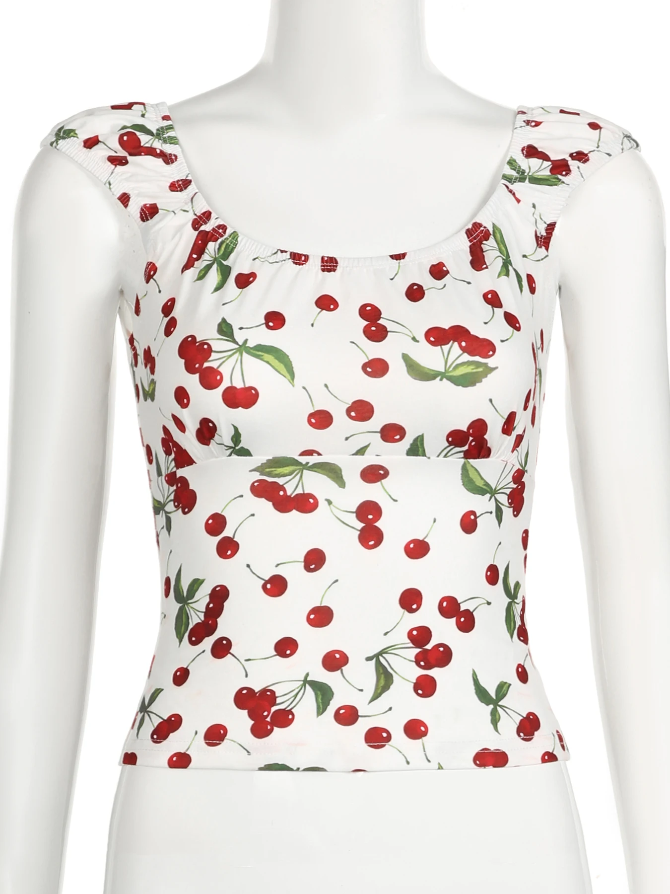 IAMSURE 여성용 스위트 밴디지 백리스 크롭 티셔츠, 섹시한 슬림 스퀘어 칼라, 반팔 티, 2024 여름 패션 스트리트웨어
