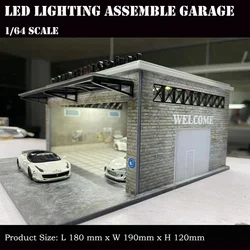 Assemble Diorama 1:64 LED Lighting Garage Model Car Parking Station - Grey