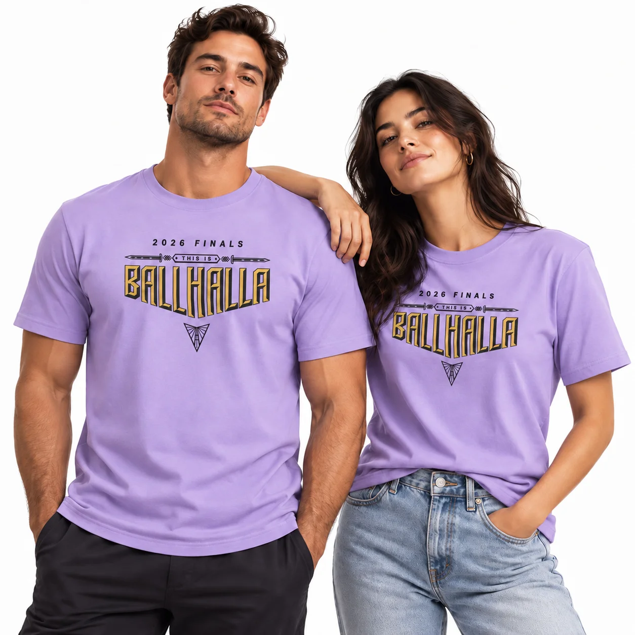 B-Ballhalla 2026 Finals T Shirt Light Purple Viking Swords Graphic Crew Neck Short Sleeve Unisex Sports Casual Fans Gifts