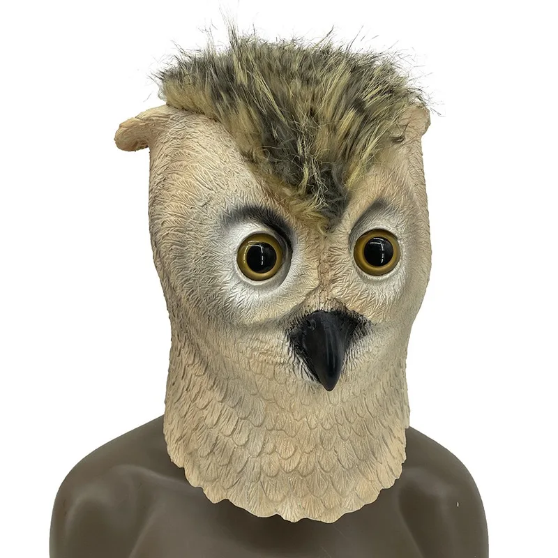 Owl Mask Animal Latex Full Head Realistic Bird Masks Fancy Dress for Halloween Costume