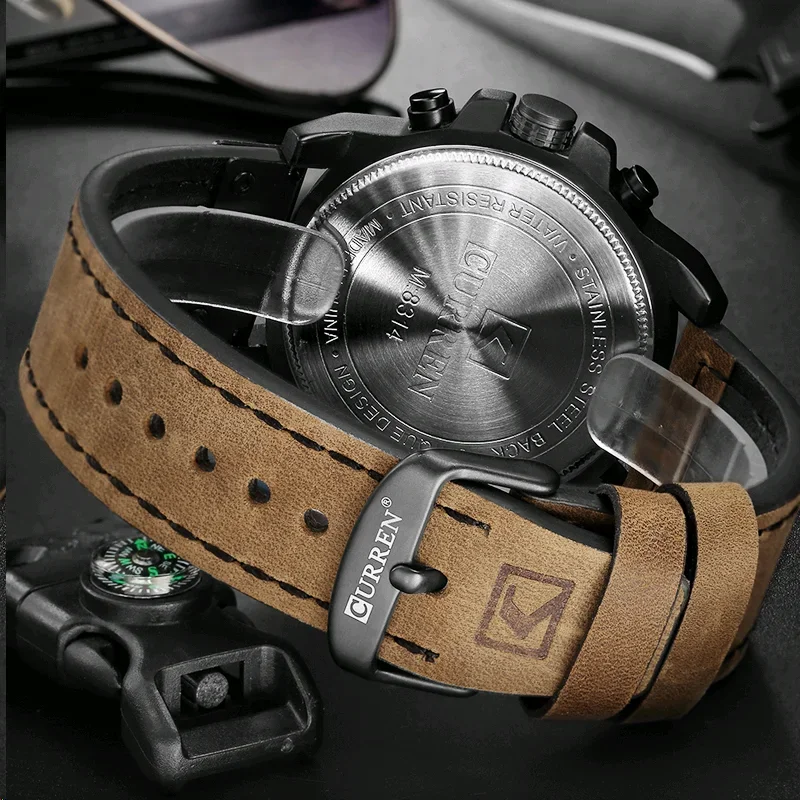 Luxury Brand Quartz Watch Mens CURREN 8314 Military Waterproof Leather Strap Sport Men Watches Fashion Casual Male Clock