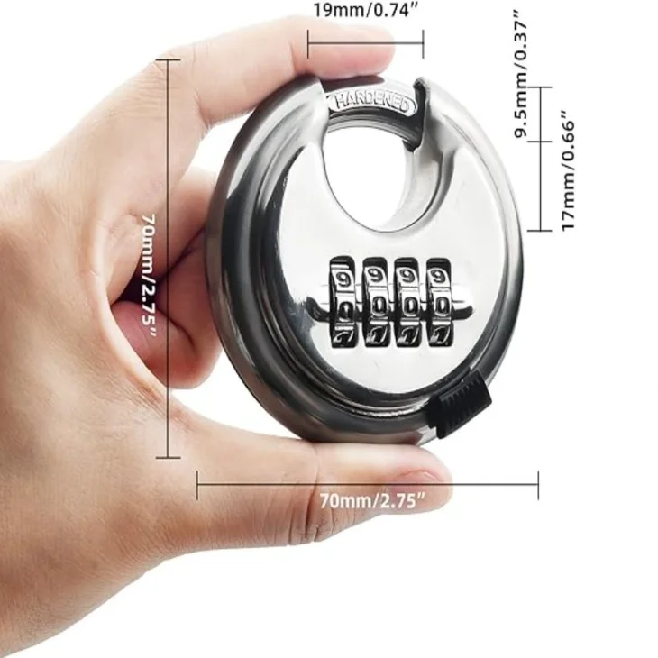 Anti Rust Stainless Steel Round Cake Lock Safety Combination Combination Lock Heavy Duty Metal Discus Padlock Sheds