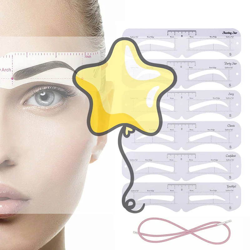 6 Style Fixable Eyebrow Stencil Grooming Shaper Template Reusable Stickers Make Up Tools For Eye Brow Stamp Cosmetic