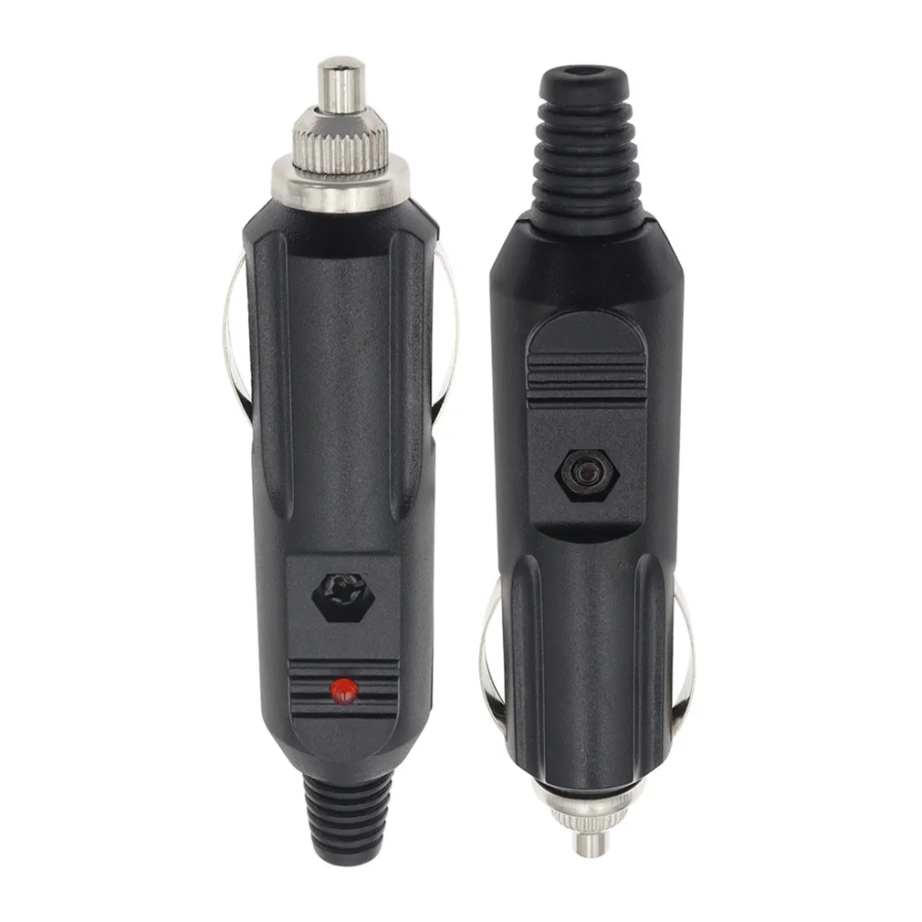 1PC 12V/24V Car Cigarette Lighter Socket Plug Male Head Connector With Fuse Indicator Light Vehicle Electrical Charger Adapter