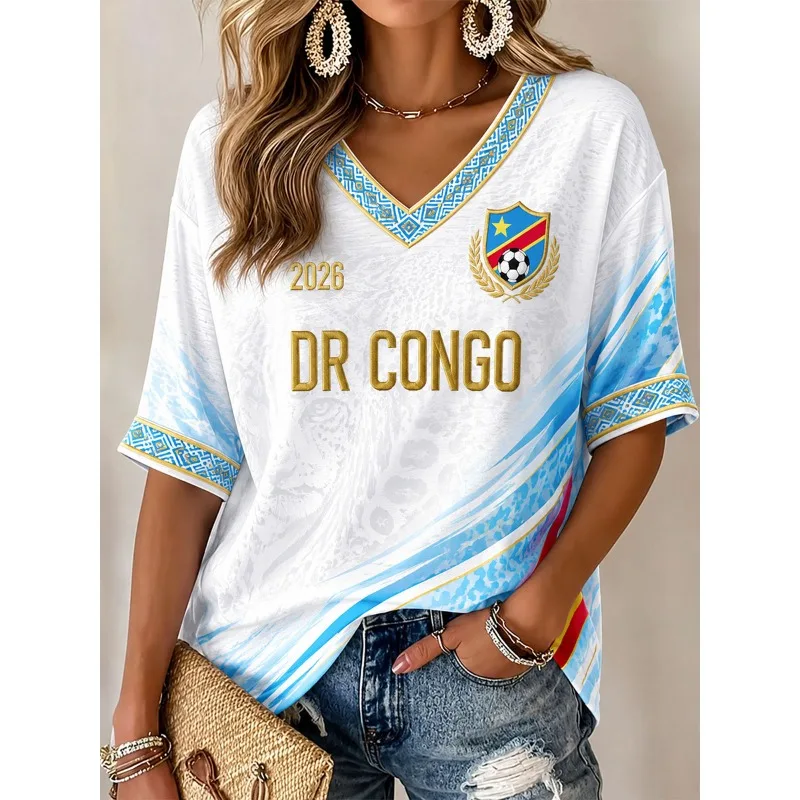 Family Matching DR Congo Tropical Jungle Leopard Landscape Themed Football Jersey Breathable Quick-Dry Soccer Fans Soccer Tee