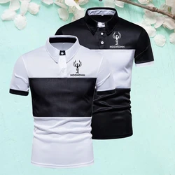 HDDHDHH Brand Print Summer Color-blocking Casual Short-sleeved Polo Shirt T-shirt Men