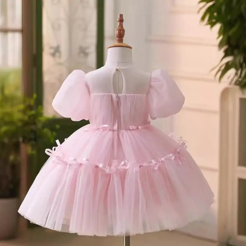 New Children's Princess Ball Gown Kids Host Wedding Birthday Baptism Formal Party Flower Girl Dresses A3882 Bridesmaid Dresses