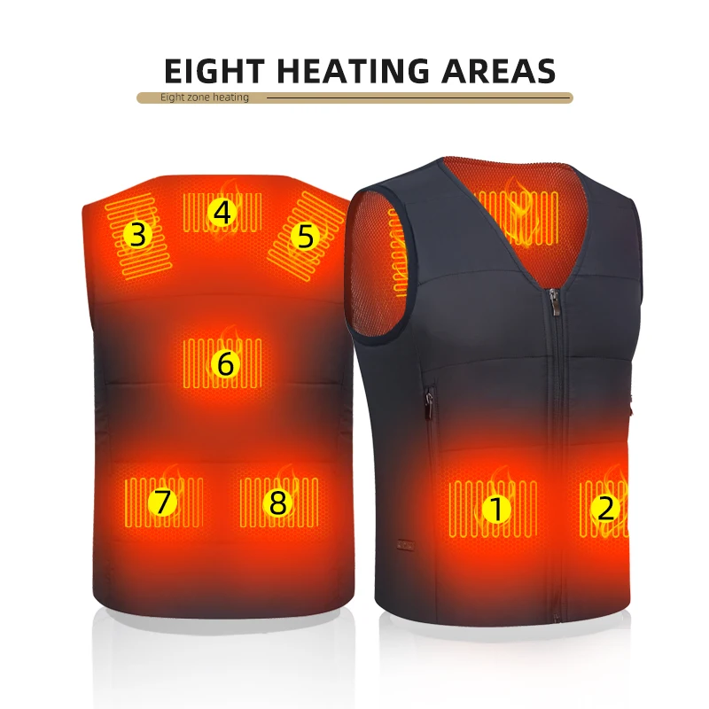 2014 Vest Men Jacket Women Winter Heating Jackets 8 Heating Zones USB Electric Heated Vest Thermal Clothing Outdoor Sportswear