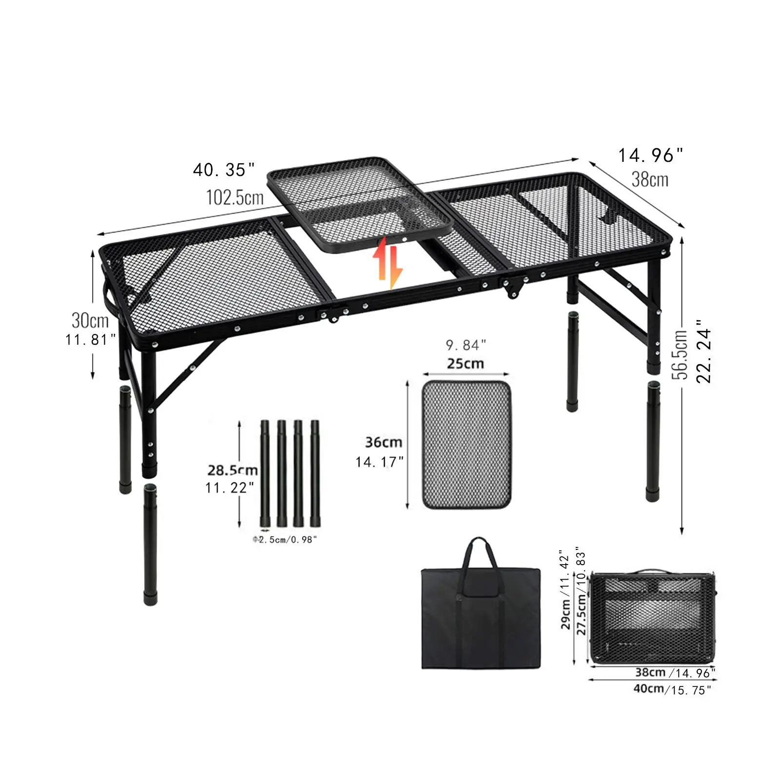 Składany stół grillowy Lekki stop aluminium z torbą do przechowywania Stół piknikowy Stół kempingowy do ogrodu Piknik Camping Podwórko RV