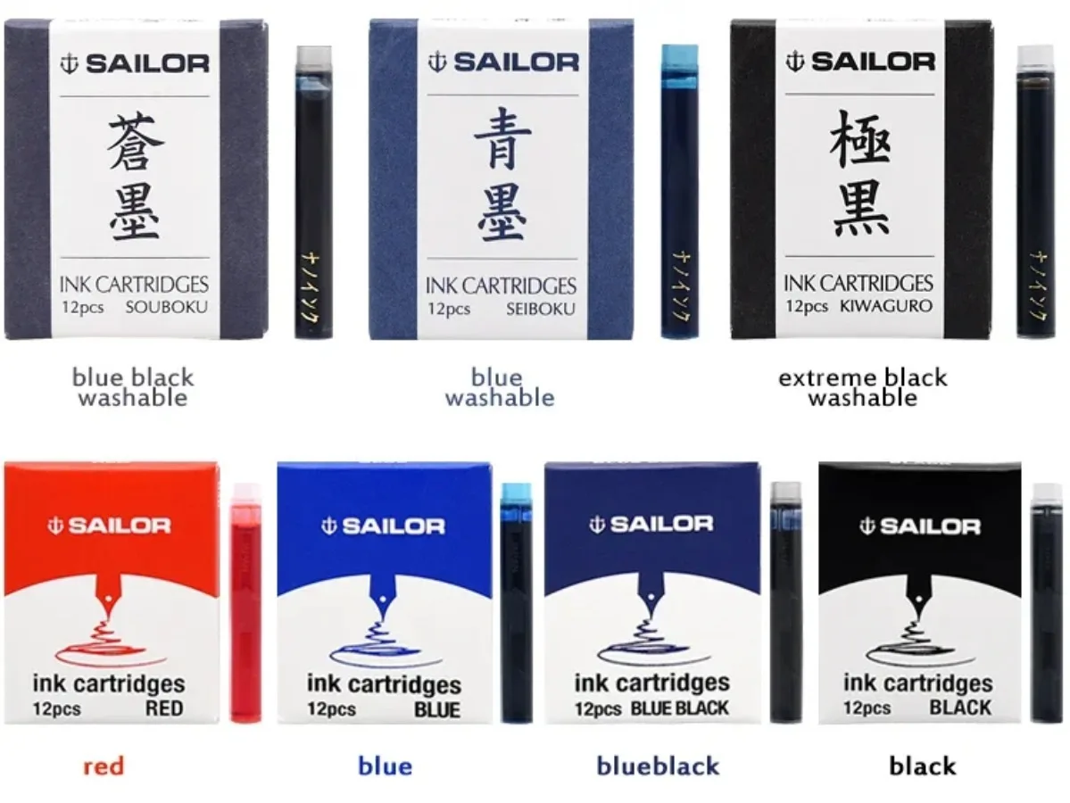 

Картриджи с чернилами для ручек Sailor Original Japan, быстросохнущие, водостойкие, моющиеся, с пигментными чернилами, для заправки (черный, синий, красный)
