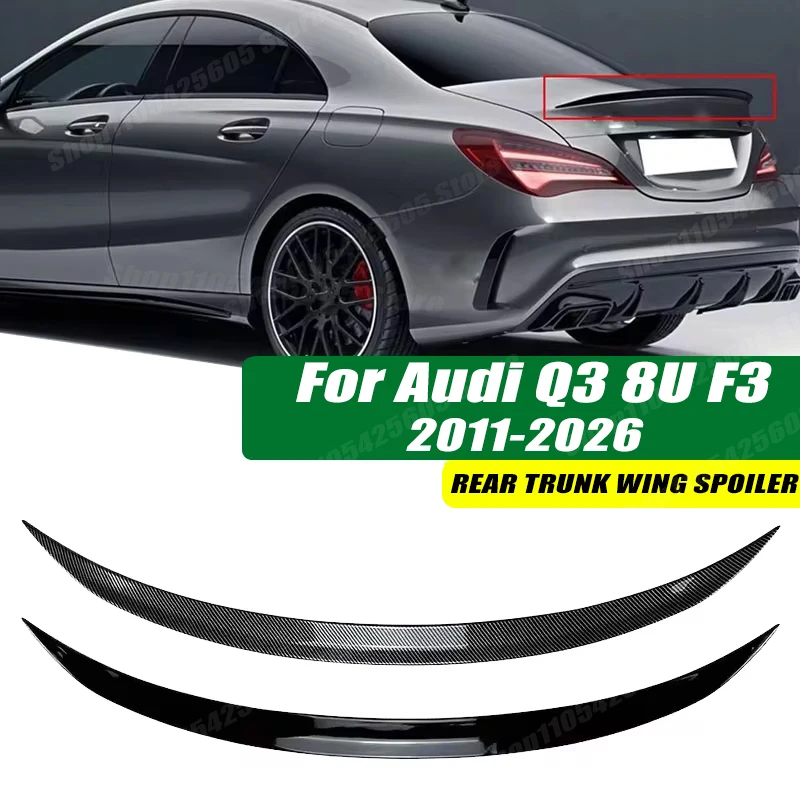 120cm 5D Carbon Look Rear Boot Trunk Spoiler Lip Stick-On Decorative Rear Wing For Audi Q3 8U F3 2011-2026
